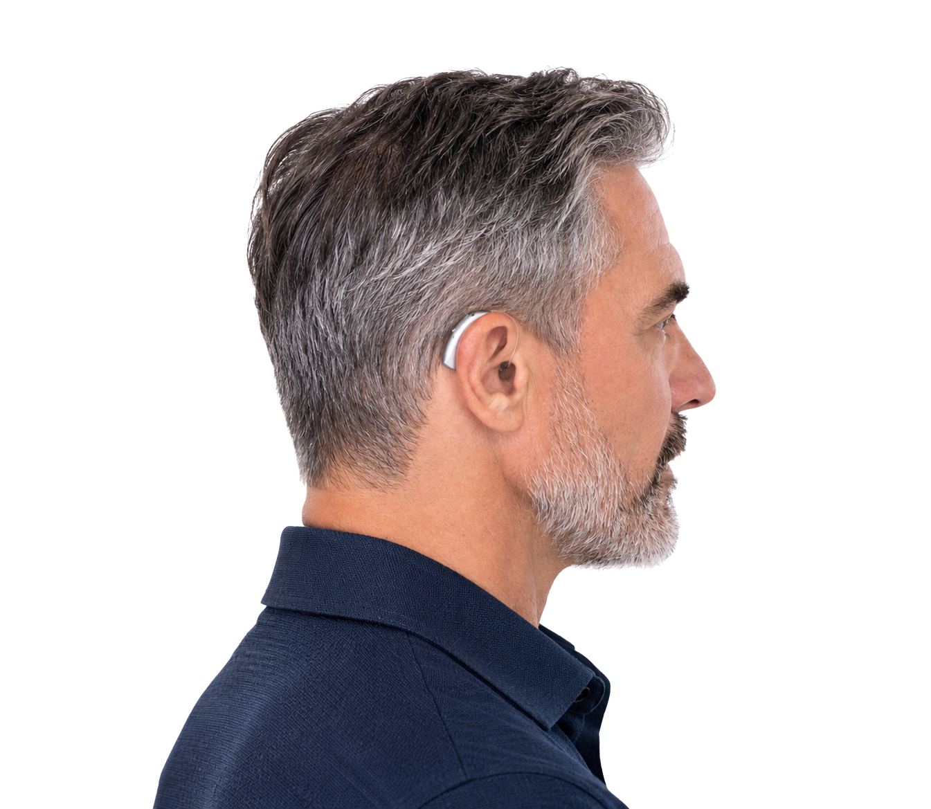 Person wearing a hearing aid